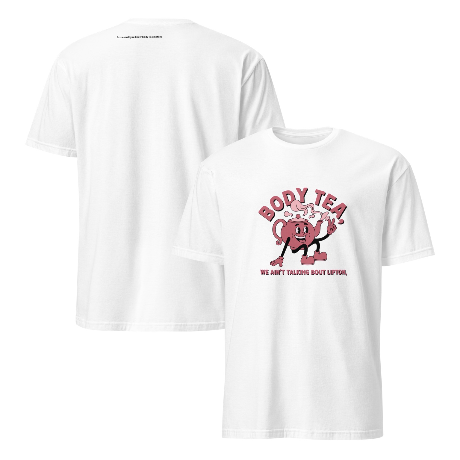 White BODY TEA Ralph Unusual T-shirt, front and back